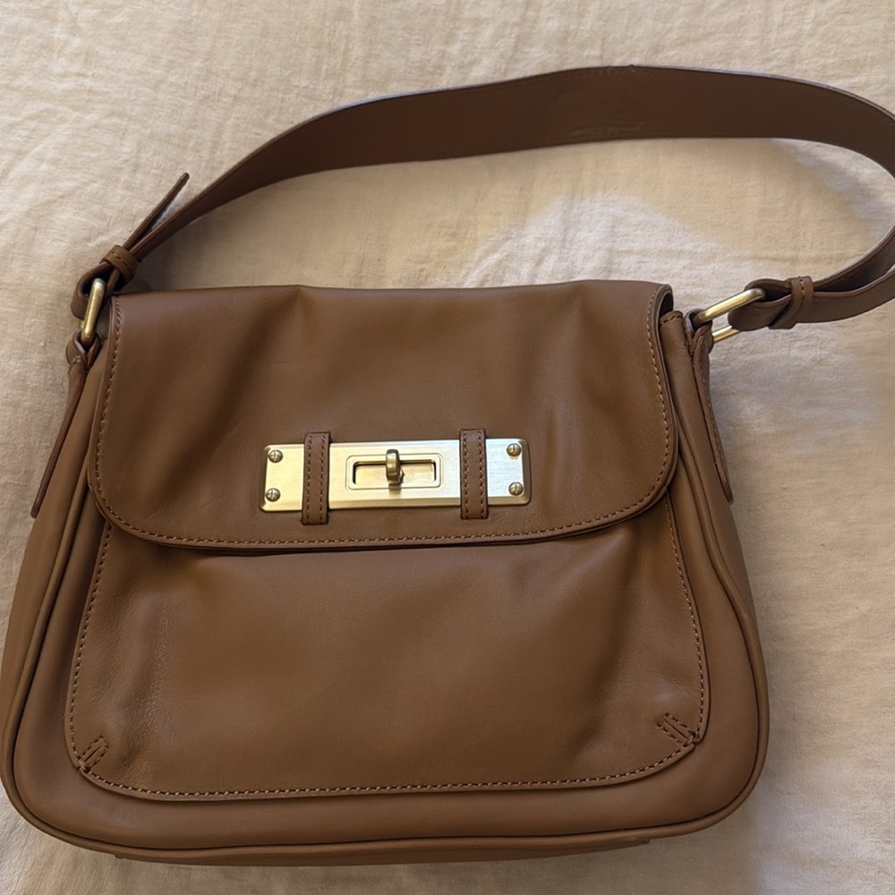 Talbots Elegant Brown Leather Shoulder Bag